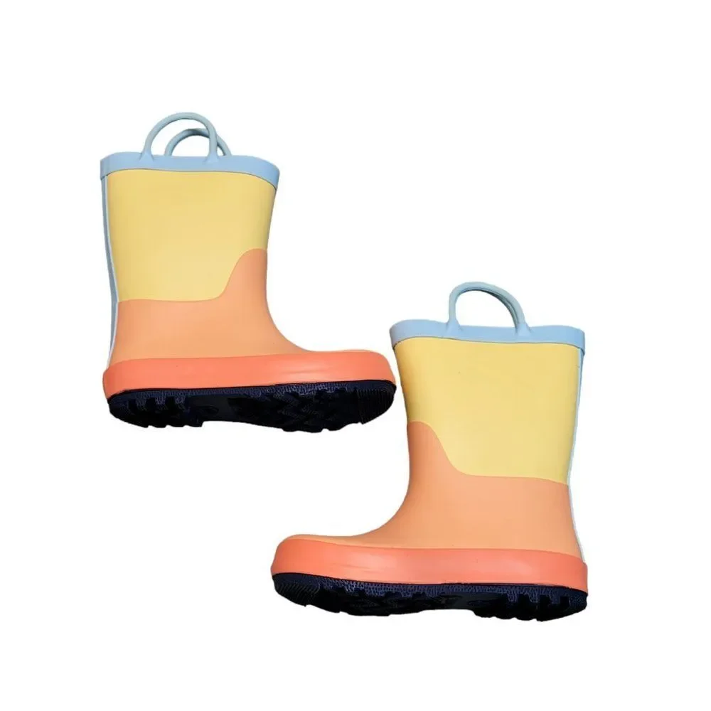 Girls Ali Colorblock Rain Boots ~ Cat and Jack (ORANGE) Sz 12 ~ NEW